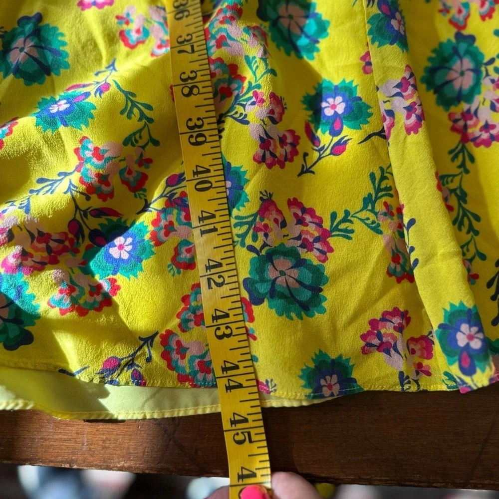 Saloni size 4 Holly ruffled trim silk floral midi dress‎ NWOT